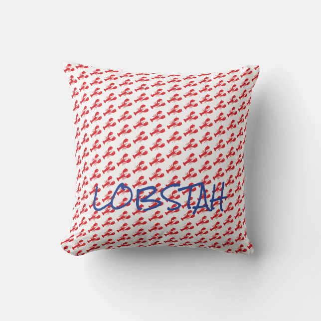 Mini Red LGeburters White Blue Maine LOBSTAH Einhe Kissen (Vorderseite)