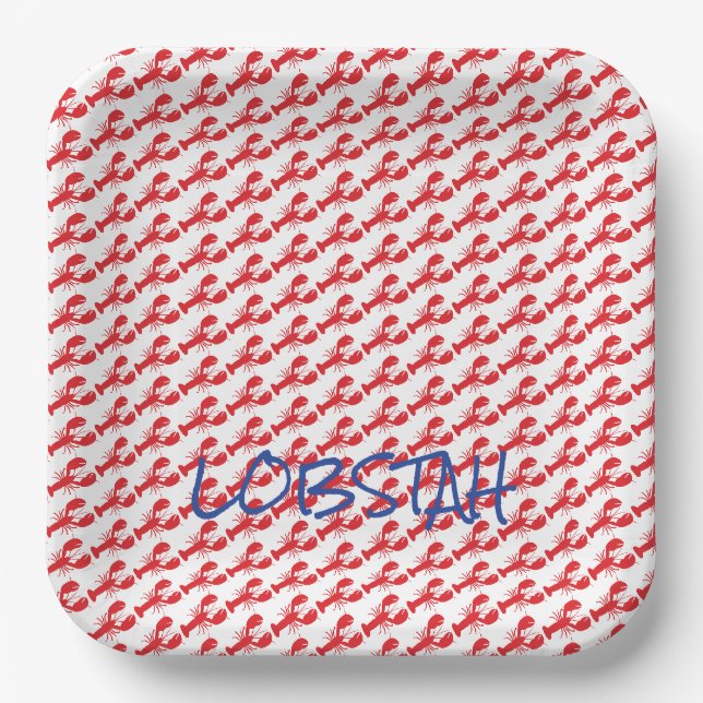 Mini Red LGeburters White Maine Blue LOBSTAH Einhe Pappteller (Vorderseite)
