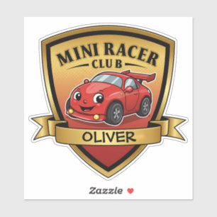 Mini-Rennfahrer-Club-Abzeichen – Süßes rotes Rennw Aufkleber