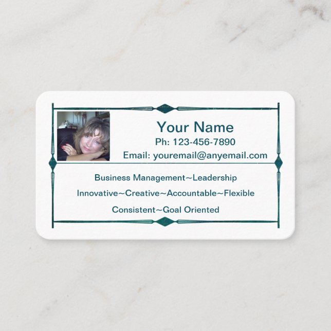 Mini Resume Business Card Dunkelgrün Visitenkarte (Vorderseite)