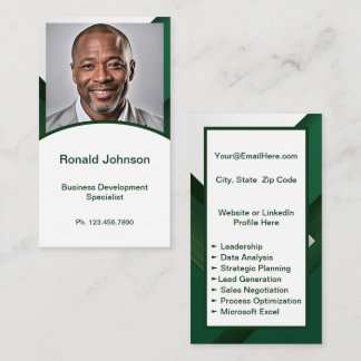 Mini Resume Card | Dunkelgrüne Netzwerkkarte Visitenkarte