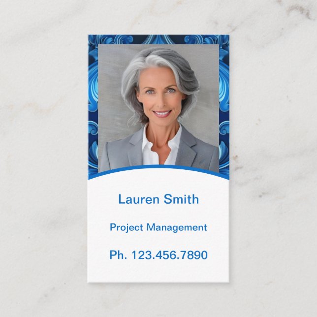 Mini Resume Card | Networking Card Blue Modern Telefonnummerkarte (Vorderseite)