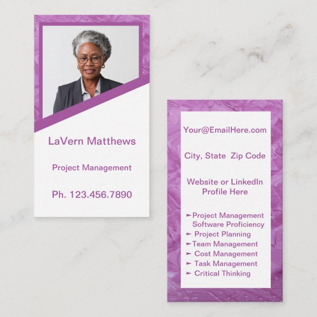 Mini Resume Card | Netzwerkkarte rosa Telefonnummerkarte (Vorne/Hinten)