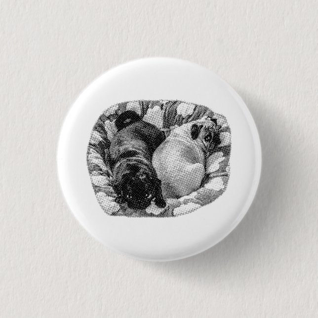 Mini Ruhig, ruhende Hunde Button (Vorderseite)
