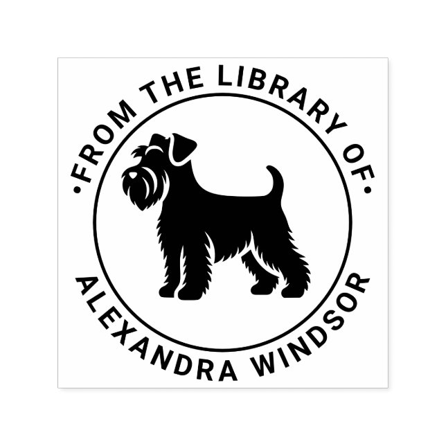 Mini Schnauzer Dog Stehende Sil Library Name Permastempel (Design)