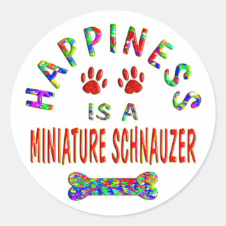 Mini Schnauzer Happiness Runder Aufkleber