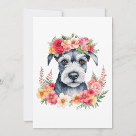 Mini Schnauzer Pink Blume Kronengelb Feiertagskarte