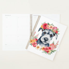 Mini Schnauzer Pink Blume Rot-Gelb Planer