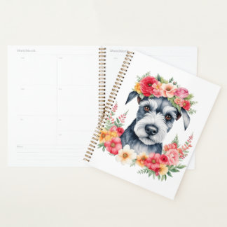 Mini Schnauzer Pink Blume Rot-Gelb Planer