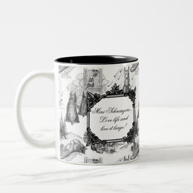 MINI SCHNAUZER Terrier Black Toile w/Customizing Zweifarbige Tasse (Links)