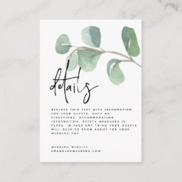 MINI Script Green Eucalyptus Wedding Details Begleitkarte
