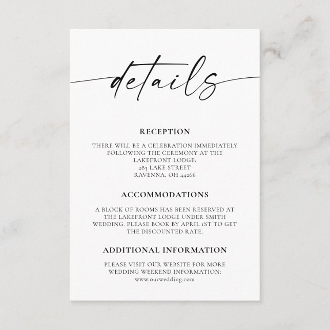 Mini-Script Mariage Détails Carte de boîtier (Devant)