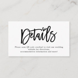 Mini-Script-QR-Code Hochzeitdetails Begleitkarte