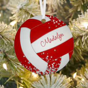Mini-Silberstars Jahr der roten Volleyballkugel Ornament Aus Metall