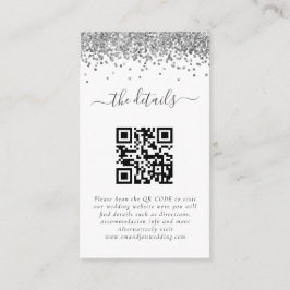 Mini Silver Glitzer QR Code Hochzeitdetails Begleitkarte