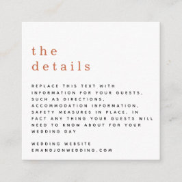 MINI Simple Typografy Terracotta Wedding Details Begleitkarte