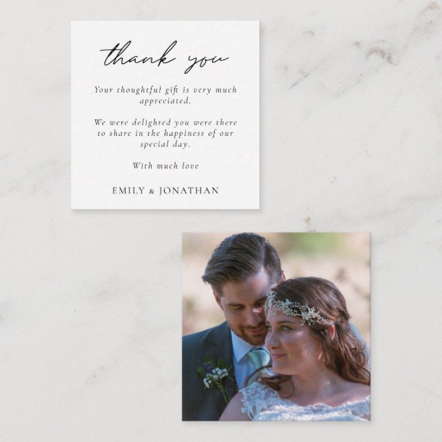 Mini Size| Minimalistische Text Foto Hochzeit Viel Mitteilungskarte (Vorne/Hinten)