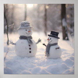 Mini Snowmen am hellen Tag Poster
