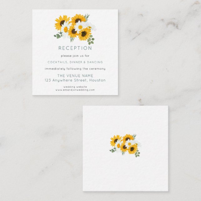MINI Sonnenblumen Angaben zur Hochzeitsempfehlung Begleitkarte (Vorne/Hinten)