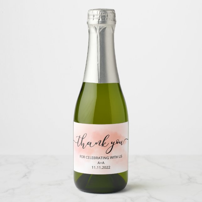 Mini Sparkling Wein Flaschen Labels Vielen Dank (Vorderseite)