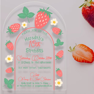 Mini Strawberry Blossom Kindergeburtstag Einladung
