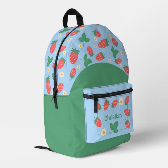 Mini Strawberry Blossom personalizable Bedruckter Rucksack (Rückseitige Ecke links)