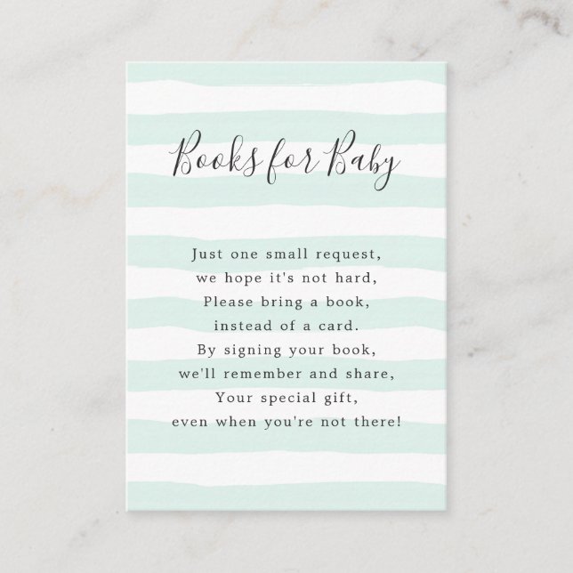 Mini Stripes Bücher für Baby, Babydusche Begleitkarte (Vorderseite)