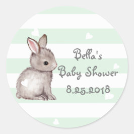 Mini Stripes Heart Bunny Baby Shower Stickers
