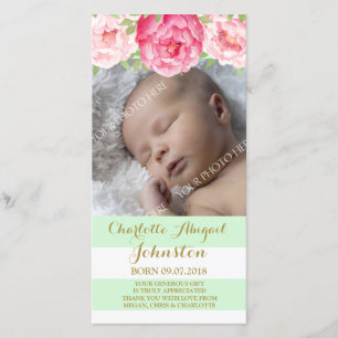 Mini Stripes Rosa Blume Danke Babydusche