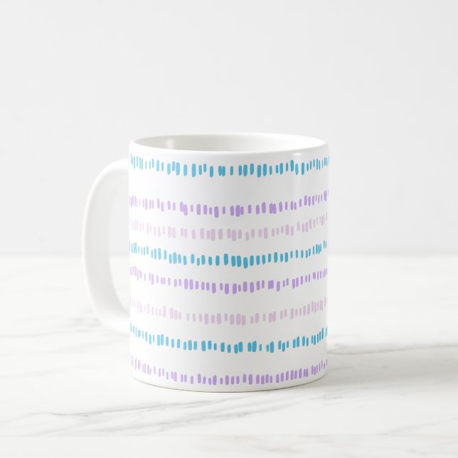 Mini Strokes Muster Türkis Lila rosa Kaffeetasse (Vorderseite Links)