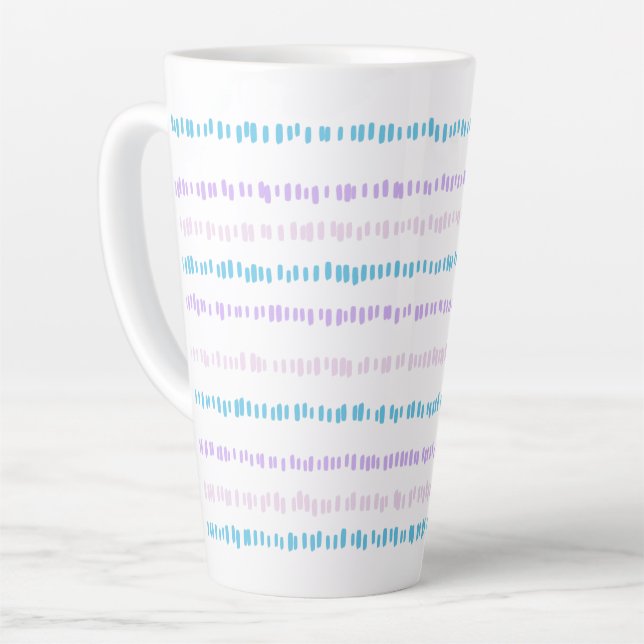 Mini Strokes Muster Türkis Lila rosa Milchtasse (Linke Ecke)