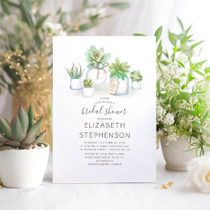 Mini Succulents Mason Jars Rustikales Brautparty Einladung