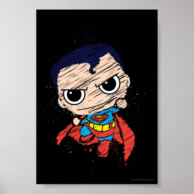 Mini Superman Sketch - Fliegen Poster (Vorne)
