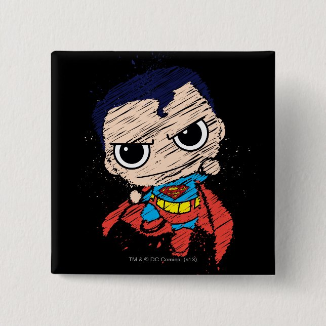 Mini-Superman-Skizze - Fliegend Button (Vorderseite)
