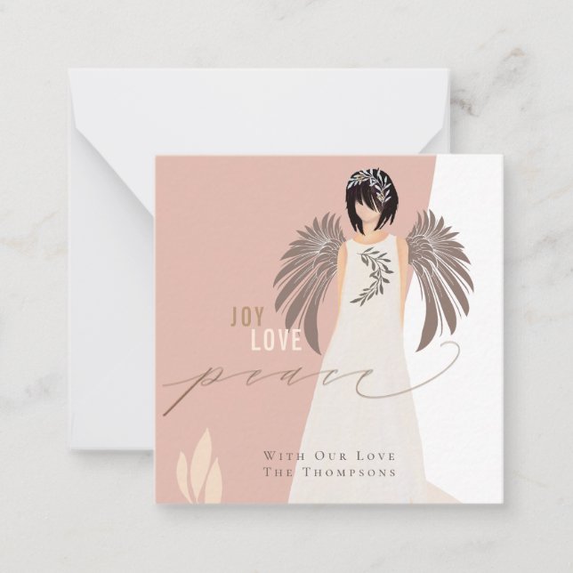 MINI TAILLE Joy Love Peace Angel Carte de vacances (Devant)