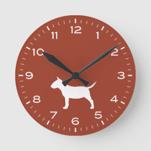 Mini Taureau Chien Silhouette Horloge ronde