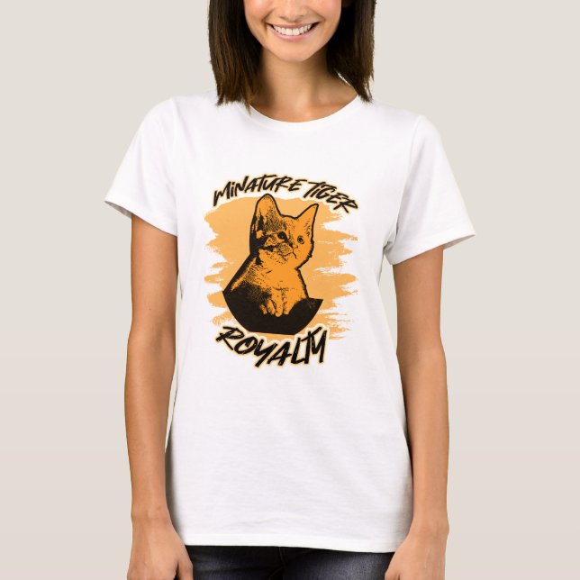 Mini Tiger Royalty Funny Feline Cat Lover Spaß T-Shirt (Vorderseite)