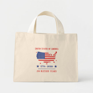 Mini Tote Bag 250 Ans Bénis Américain Patriotique 