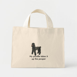 Mini Tote Bag 4861-Plush-BlackPoodle, Mon caniche prend...