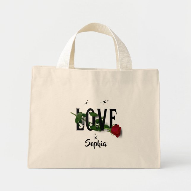 Mini Tote Bag Amour - Valentine Day Positivity Rose moderne (Devant)