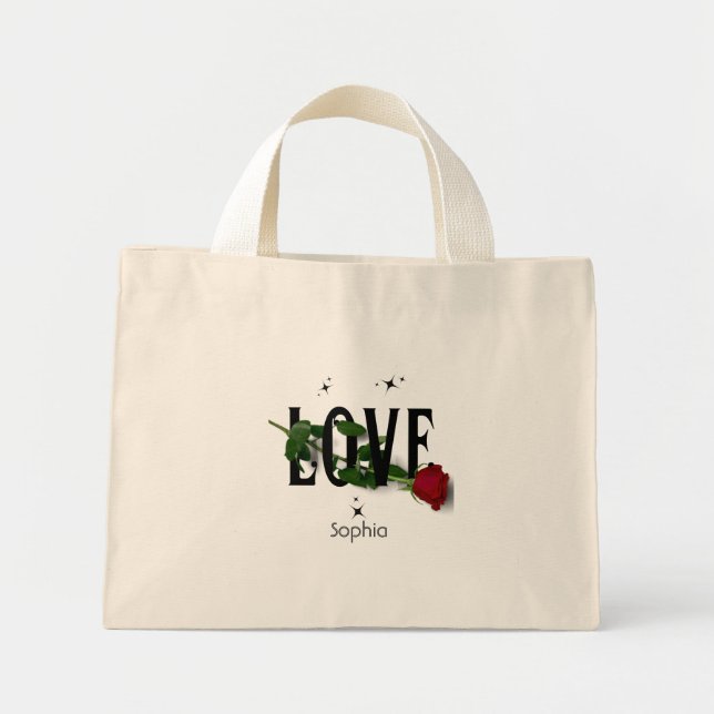 Mini Tote Bag Amour - Valentine Day Positivity Rose moderne (Devant)