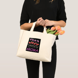 Mini Tote Bag Aroma design mignon en noir violet et rose