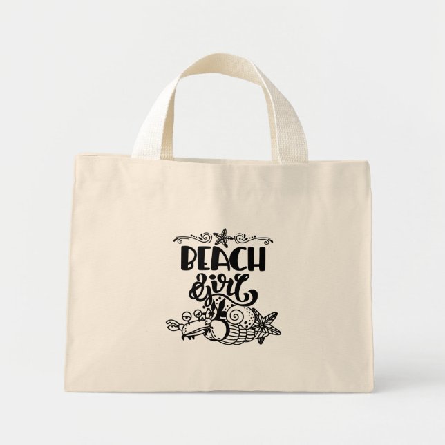 Mini Tote Bag Beach Girl Starfish Ocean Life (Devant)