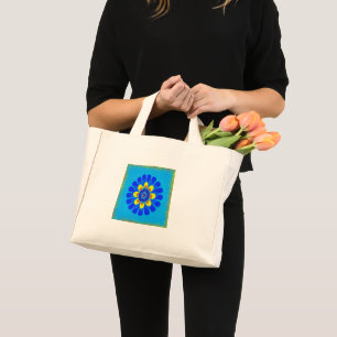 Mini Tote Bag Bleu fleur