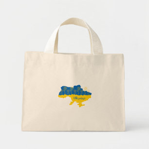 Mini Tote Bag Carte de l'Ukraine avec tournesol et drapeau ukrai