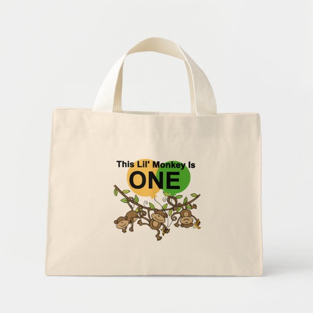 Mini Tote Bag Chandails et cadeaux 1er anniversaire des singes (Devant)