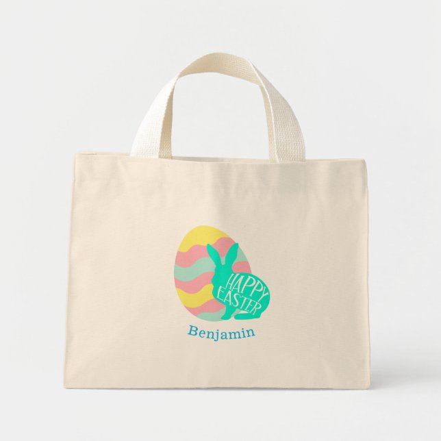 Mini Tote Bag Chasseur d'oeufs mignon de Pâques Bunny (Devant)