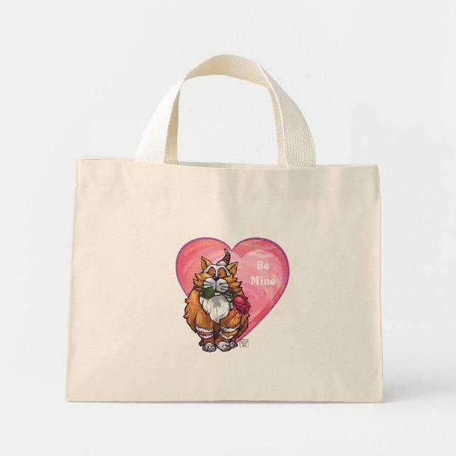 Mini Tote Bag Chat roux Saint-Valentin (Devant)