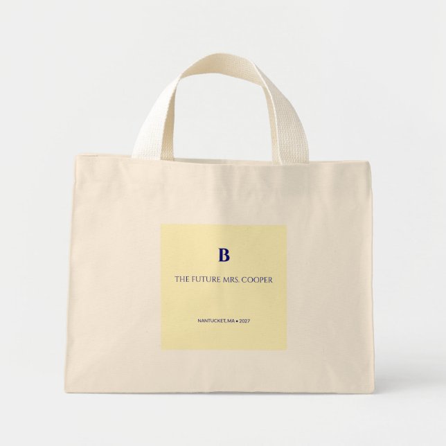 Mini Tote Bag Chic Navy Coastal Monogram Future Mrs  (Devant)