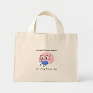 Mini Tote Bag Citation d'art d'illustration de lecture de ver à